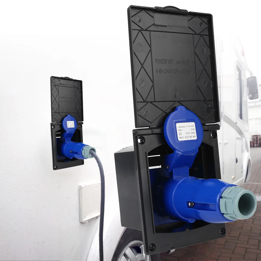 Для автомобиля, автофургона, грузовика, прицепа, дома на колесах, основная розетка, водонепроницаемая розетка 220 В-240 В, 16 А с крышкой, внешний подъем для смыва