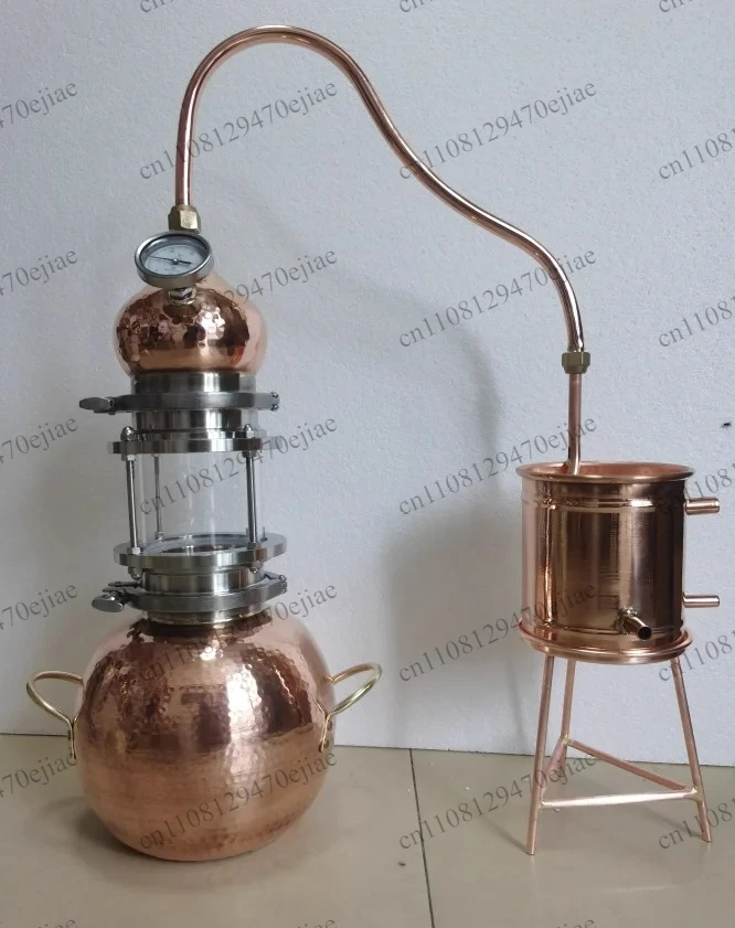 

Pure Copper Pot Still - Household Small Distillation Equipment for Wine&Hydrosol,Retro DIY Moonshine&Essential Oil Distiller Kit