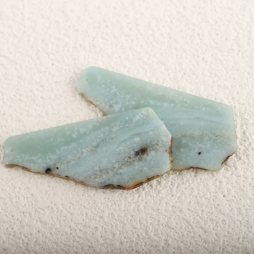 Natural Stone Amazonite Earrings Beads,Fashion Jewelry Nugget Earrings For Women 46x20x2mm 7g