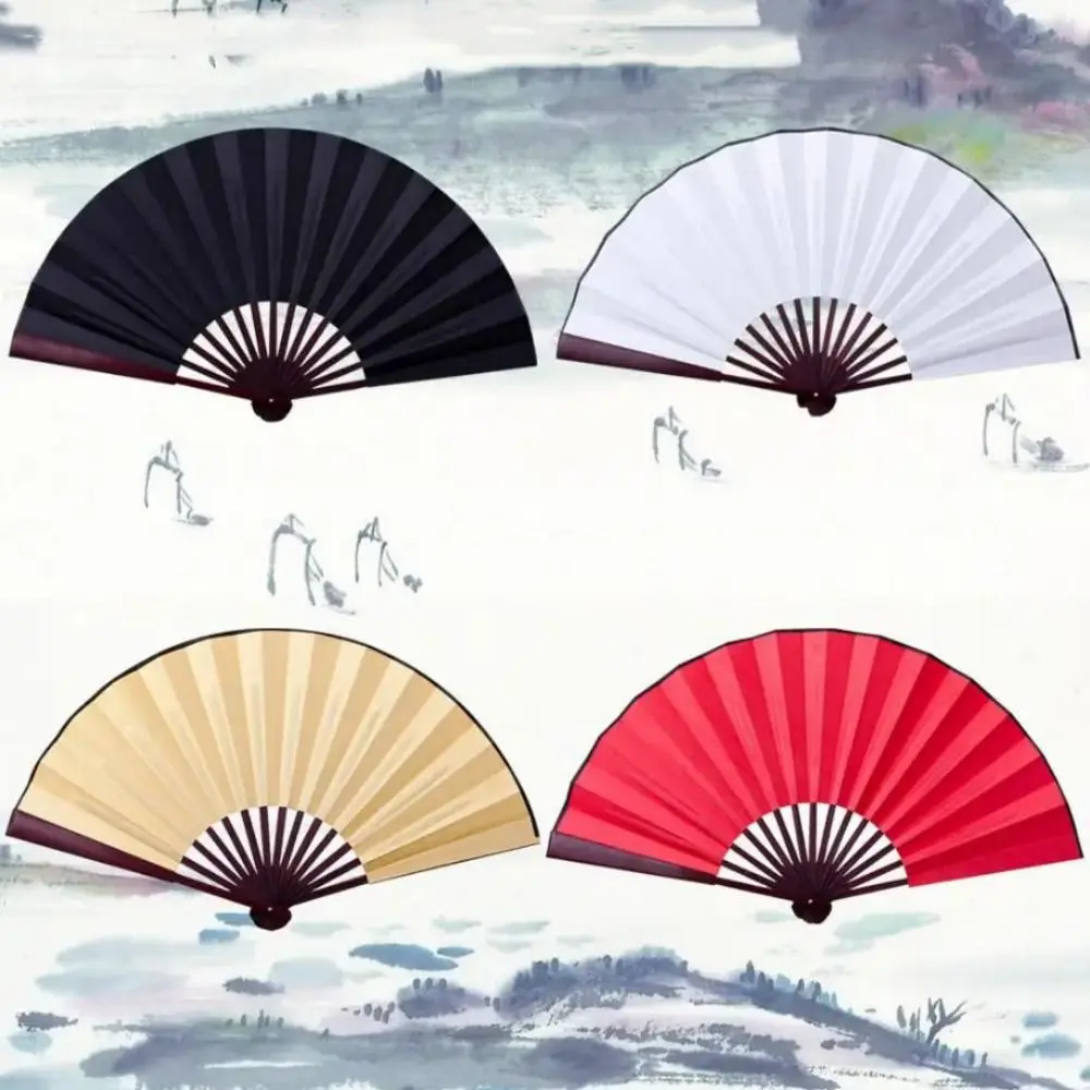 28cm Chinese Tai Chi Fan Multicolors DIY Dance Performance Fan Chinoiserie Gift Plastic Bone Hand Folding Stage Fan