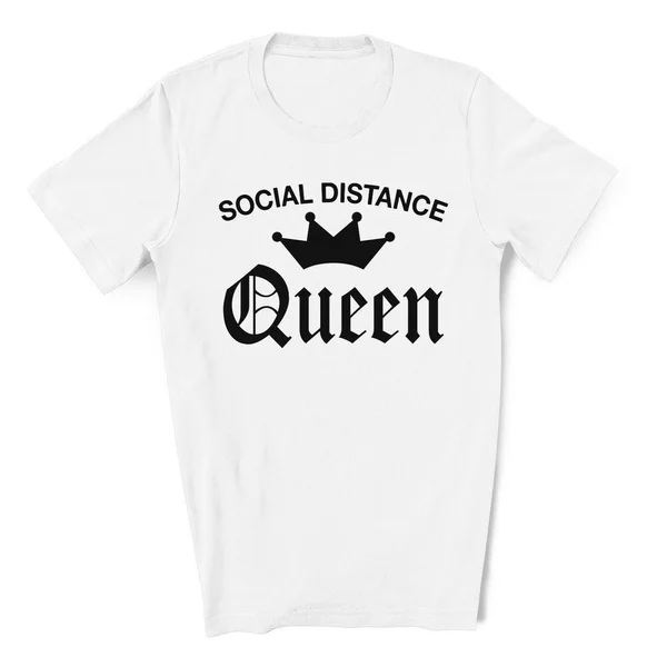 Social Distancing Queen Humor T-shirt Summer Fashion Funny Printing Casual Cotton T Shirt