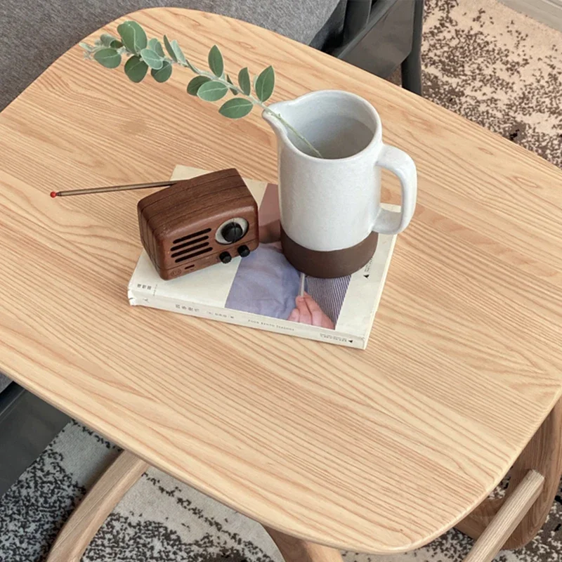 Massief houten kleine salontafel bankrand hoek paar woonkamer log kleur wit eiken balkon C type verplaatsbaar nachtkastje