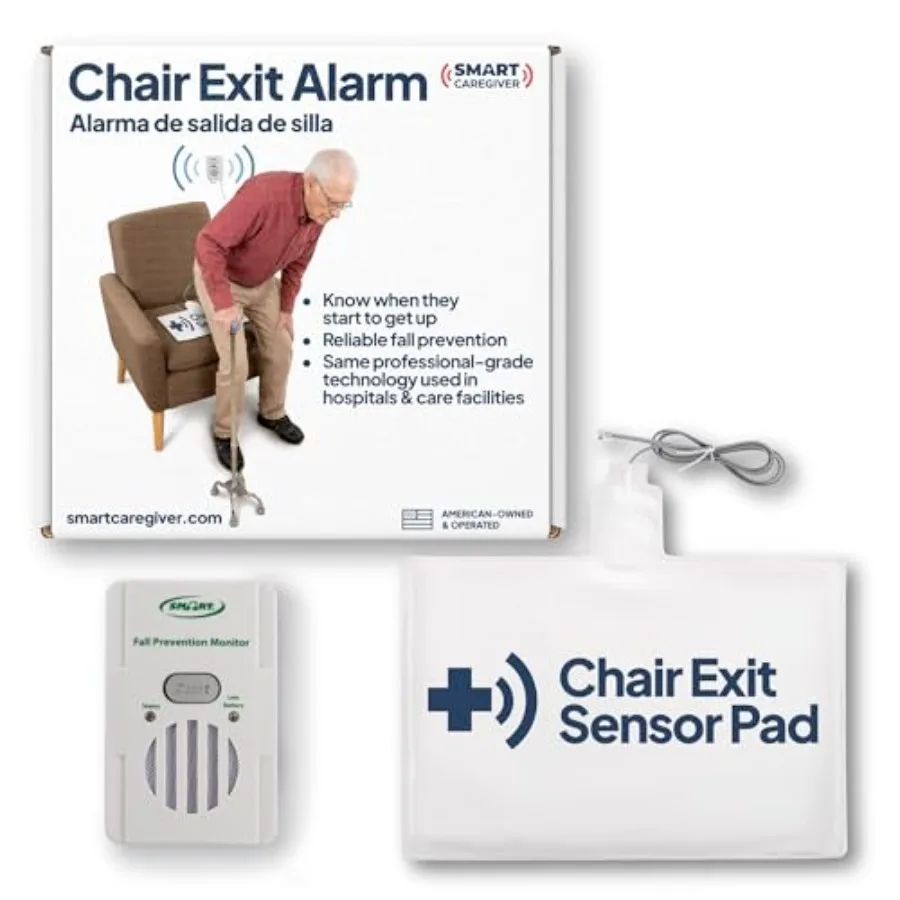 

Smart Caregiver Fall Prevention Monitor and Weight Sensing Chair Pad - Alerts Caregiver When They Get Up from Chair - Chair Exi