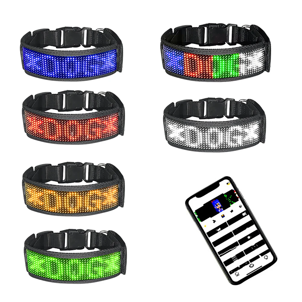 Imagem -06 - Programável Pet Dog Collar com Display Led Dog Collar Inteligente Placa Usb Prevenção da Perda Sinal de Nome Bluetooth