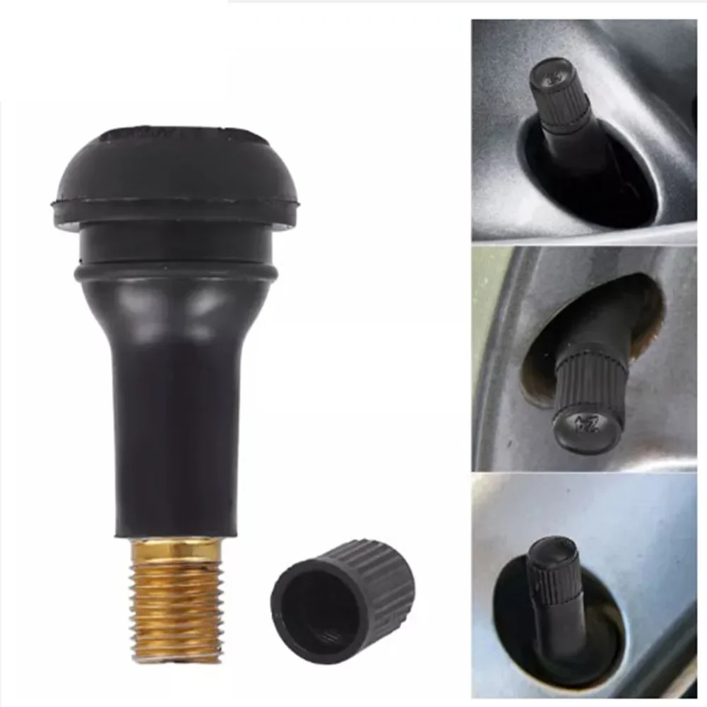 4Pcs TR413 Tire Rubber Valve Snap-in Car Wheel Tyre Tubeless Tire Tyre Valve Stems Dust Caps With Valve Core Wheels Tires Parts