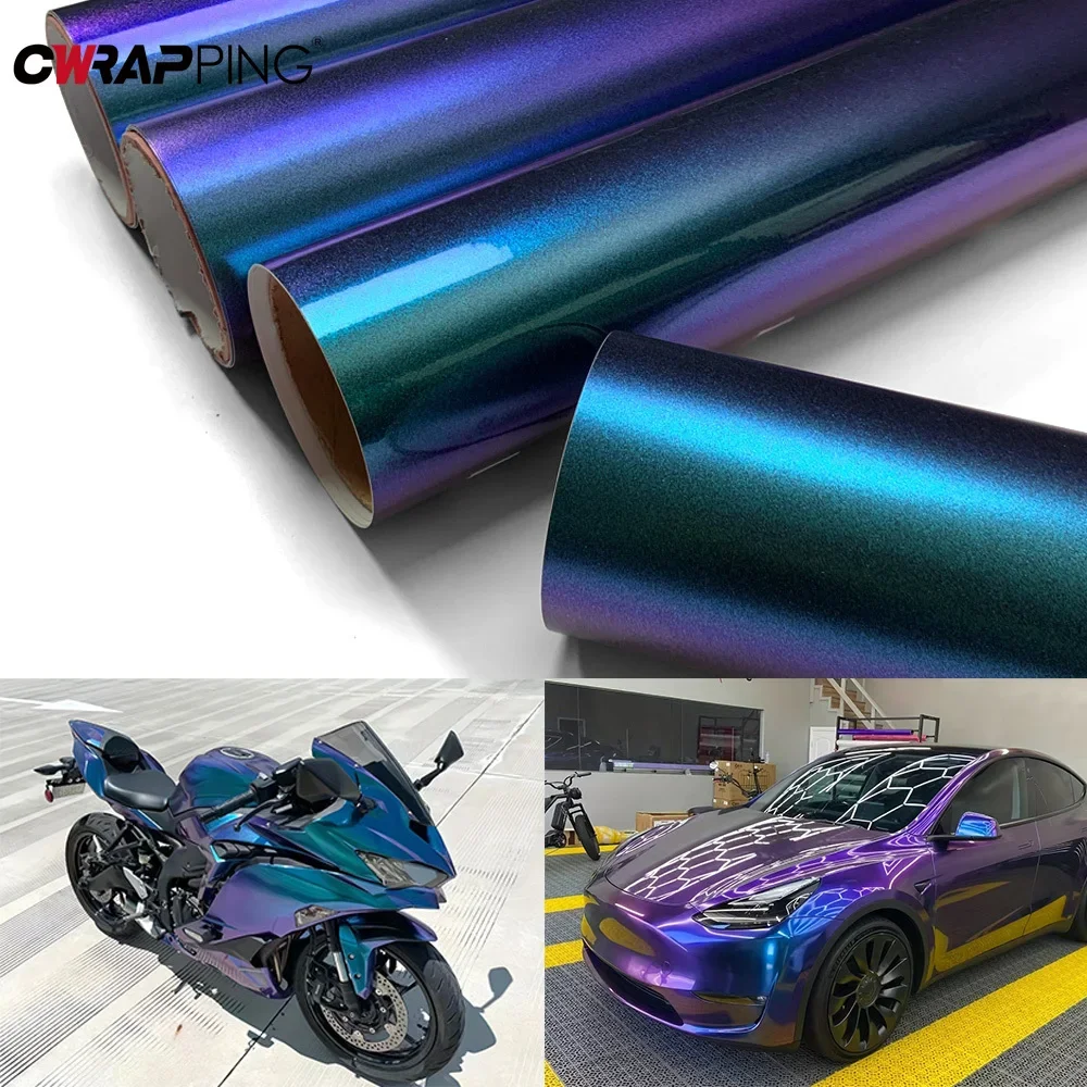 

Gloss Matte Sticker Chameleon Vinyl Film Motorcycle Decal Air Release Bicycle Car Exterior DIY Decorative Waterproof Accessories