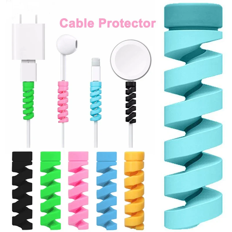 【Buy 5 Get 1 Free】Colorful Spiral Cable Protector Silicone Charging Cord Protector Cable Winder Wire Charger Protector - zdjęcie 1