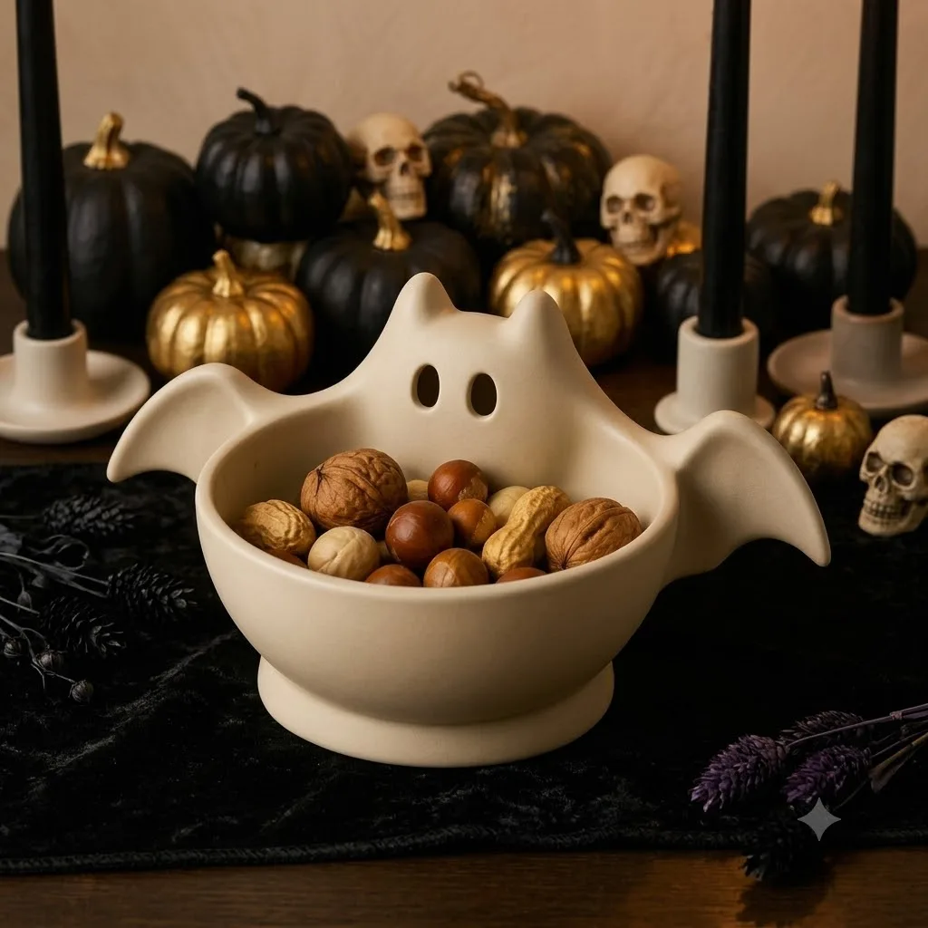 Bat Ghost Storage Bowl Matte Snack Candy Dish Halloween Party Table Decor Tray for Nuts Small Sundries Organizer Holiday Gift