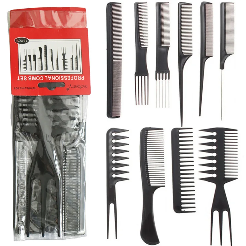 

10Pcs Barber Hairdressing Combs Multifunction Hair Detangler Comb Anti-Static Haircare Hairstyling Tool Set Stylist Accessories