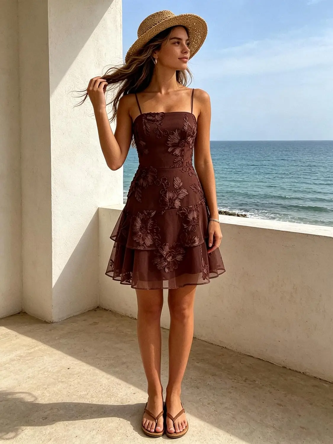 

Floral Tiered Homecoming Dresses Mini Ruffle Graduation Dress Lace Short Prom Party Gown Teens Cocktail Dress Graduation Dress