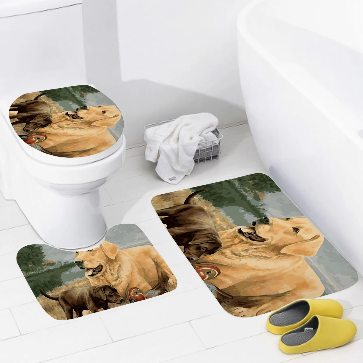 Home bathroom floor mats Bath Foot mat Animal oil paint style modern bathroom accessorie rug Toilet mat Bathtub anti-slip carpet