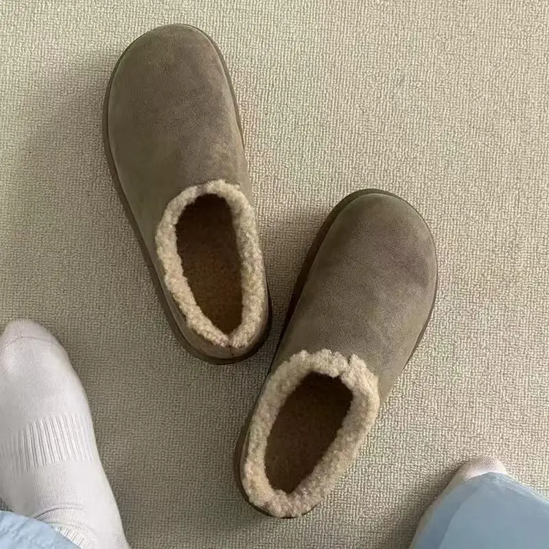 

Fashion Retro Bean Shoes Comfotable Slip on Loafers Outdoor Snow Boots Cotton Shoes Couple Home Shoes Cotton Slippers