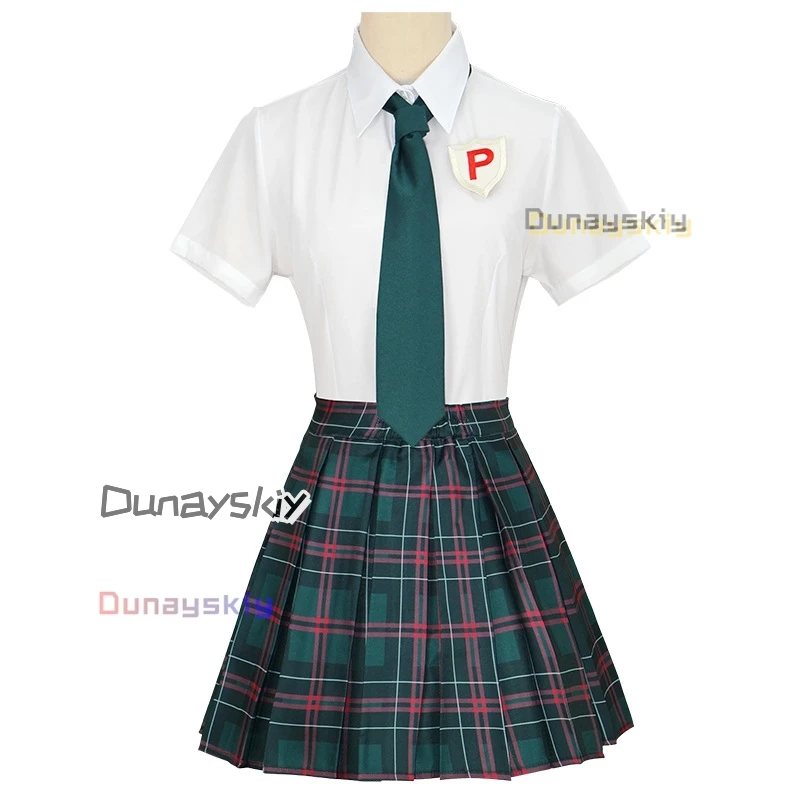 Anarquia cosplay calcinha & meia com cinta-liga calcinha traje peruca jk uniforme escolar gravata saia camisa branca acessórios de cabelo longo