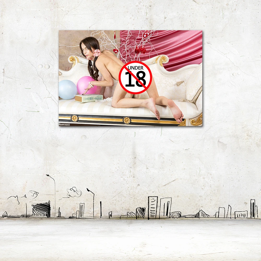 Sexy Brunette Woman Nude Girl Uncensored Pussy Wall Art  Canvas Painting Sensual Poster And Prints Erotic Home Bedroom Decor