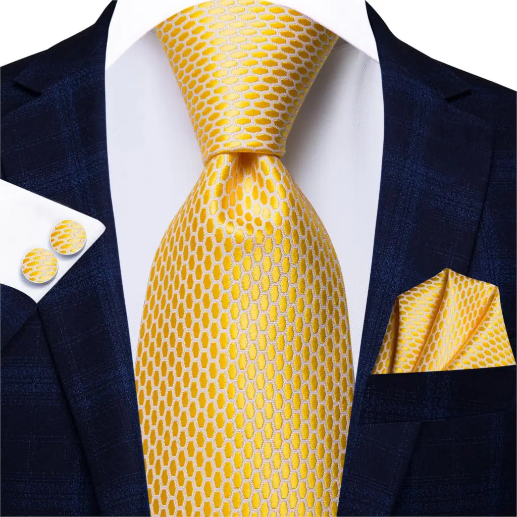 Hi-Tie Luxury Floral Paisley Mens Yellow Gold Tie Gravata Nicktie For Men Business Wedding Necktie 8.5cm Wide Dropshipping