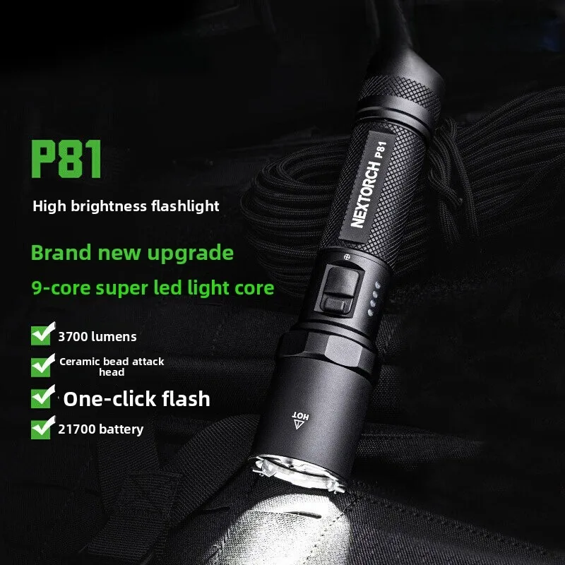 

P81 Tactical Flashlight Super Bright Long Range Torch Emergency Window Breaker for Outdoor & Car Use