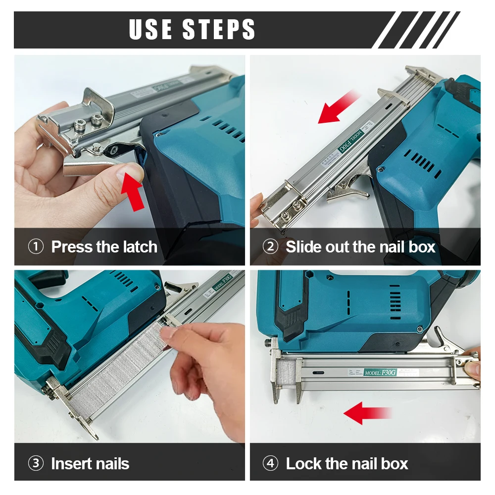 Kamolee-pistola de clavos eléctrica para hormigón, grapadora sin escobillas, clavadora de litio para carpintería, Compatible con batería Makita de