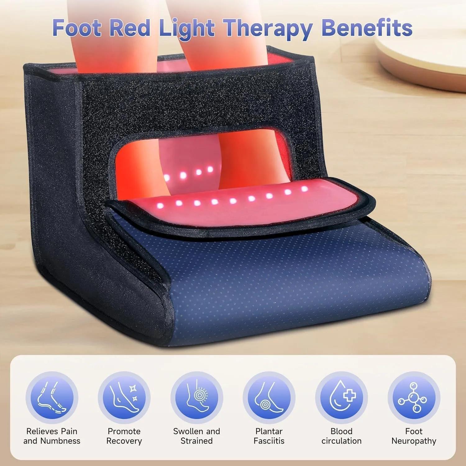 Full Coverage Red Light Therapy for Feet, Premium Leather