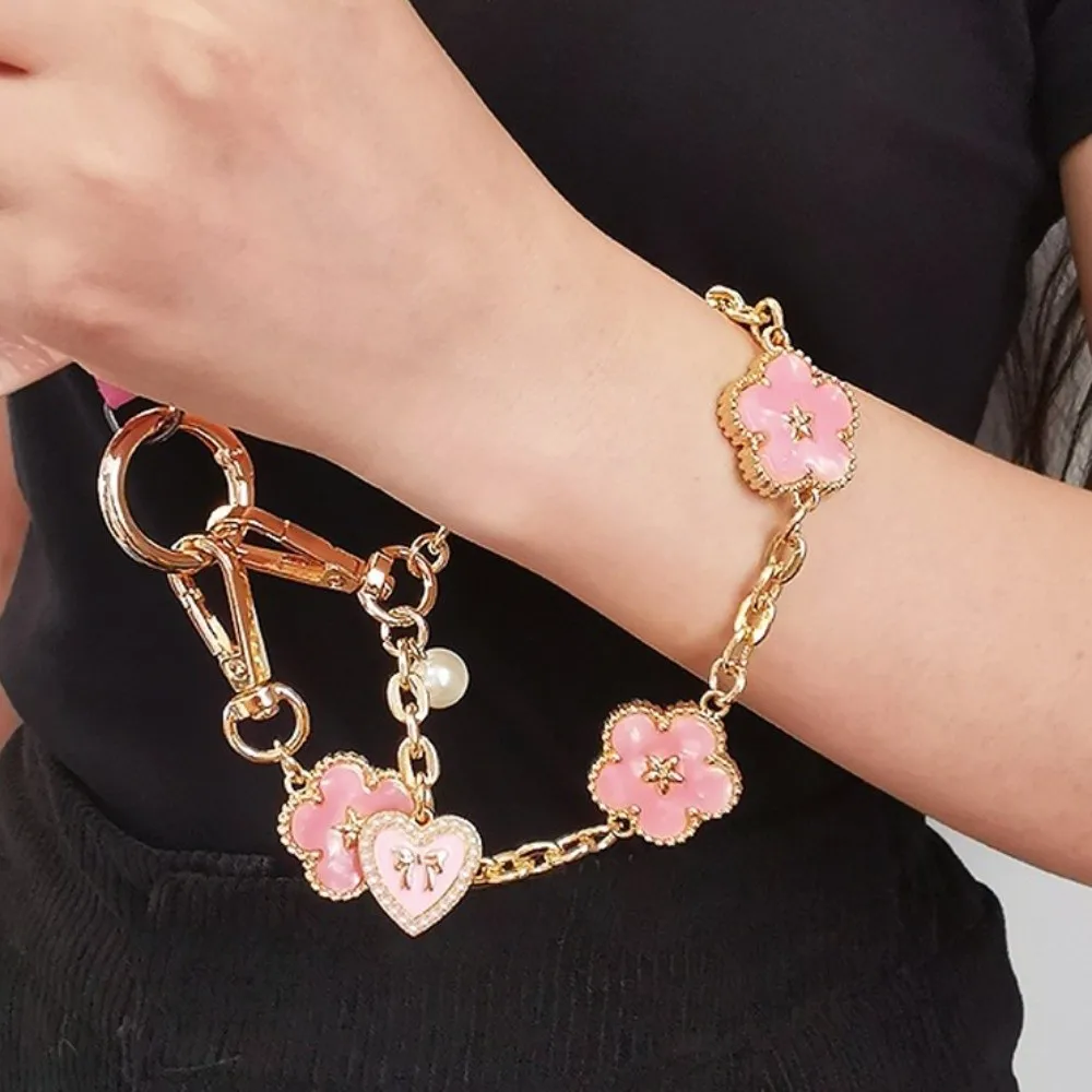 

Fashionable Flower Mobile Phone Strap Metal Chain Anti Loss Cell Phone Chain Pendant Short Mobile Phone Lanyard New Year Gift