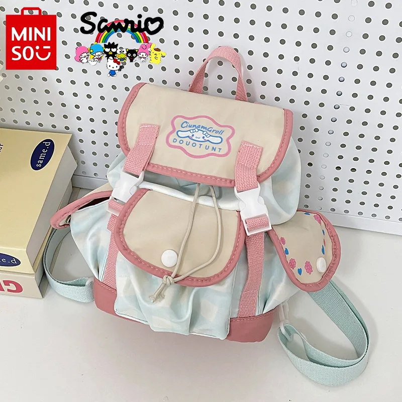 

MINISO Cinnamoroll 2024 New Women's Backpack Fashionable High Quality Girls' School Bag Small Fresh Drawstring Mini Backpack