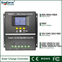 Snaterm MPPT/PWM Solar charge controller 12v 24v 36V 48v 60A 80A 100A charge re for Off grid solar system use