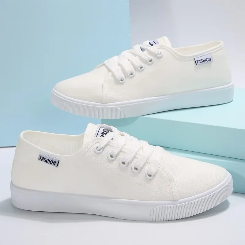 Women Canvas Shoes Autumn Outdoor Casual Sneakers Breathable Comfortable Sports Walking Flats Plus Size Lace Up Off White Shoes