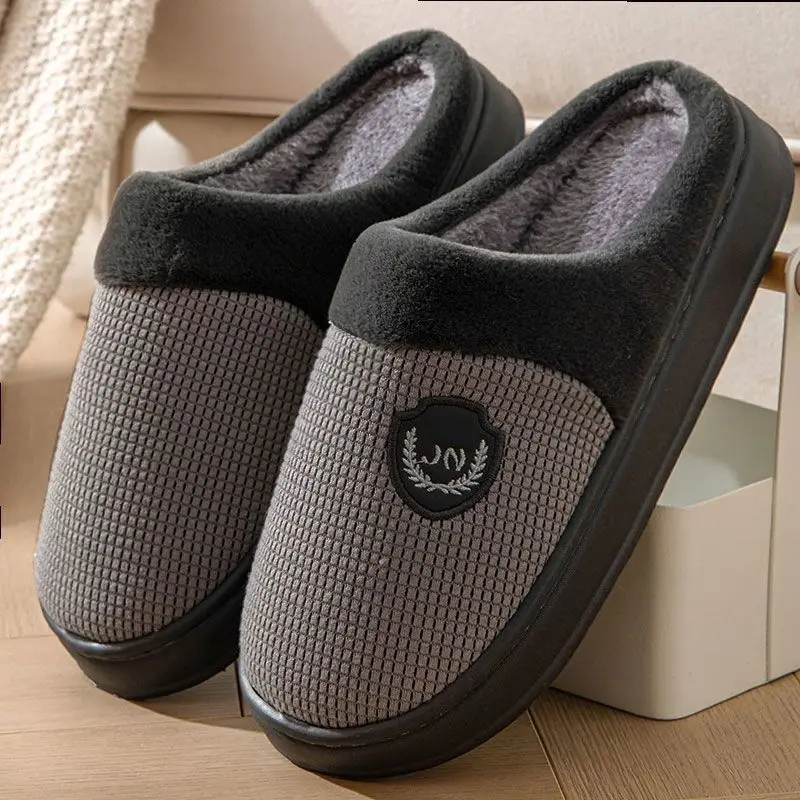 

Winter Men's Slippers Plush Cotton Slippers Fashion Platform Casual Shoes Indoor Outdoor Slipper Home Non-slip Couples Slippers