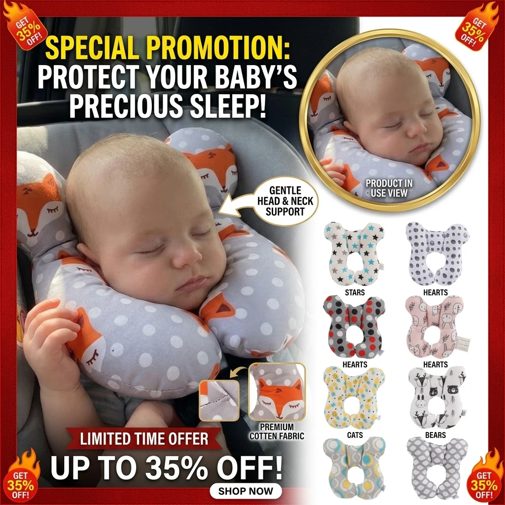 U-Shaped Stroller Pillow for Kids Head and Neck Support Pillow Soft Breathable Car Seat Stroller Head Protection Cushion