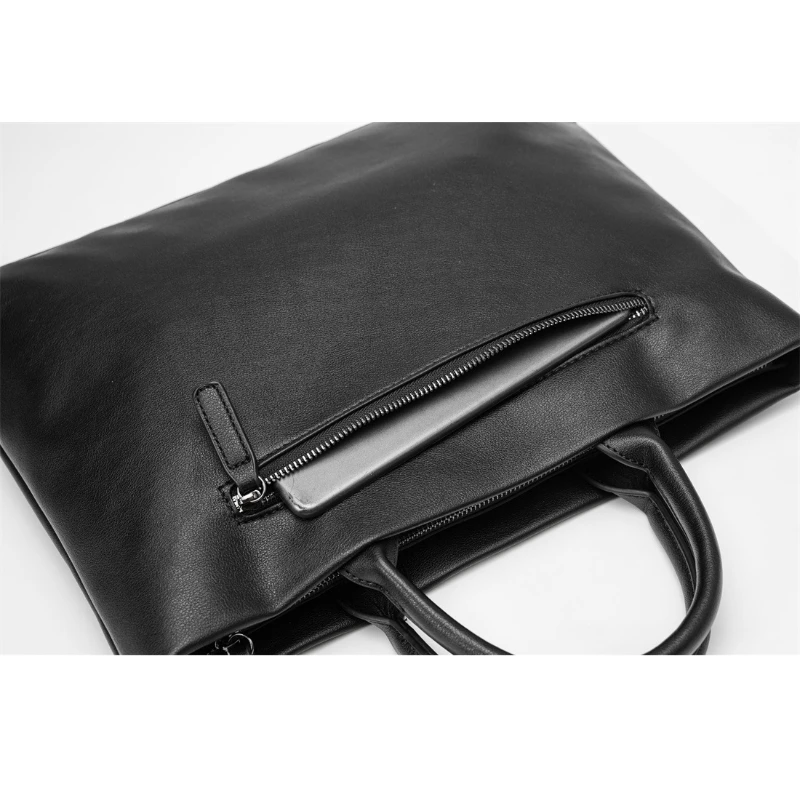 Bolso de mano para hombre, Maletín de negocios, negro, minimalista, informal, ultrafino, para ordenador, 15 pulgadas, exquisito, para llevar documentos