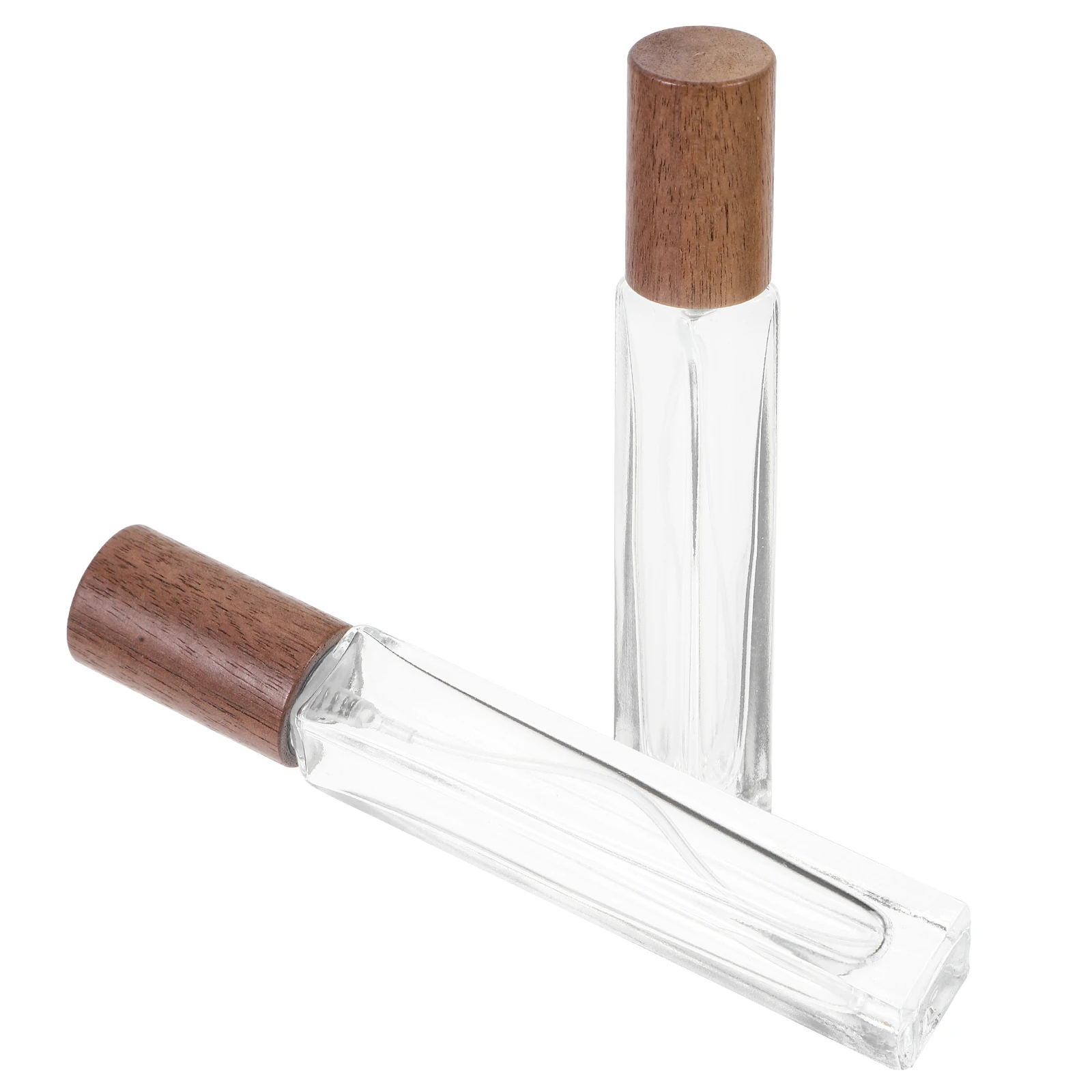 

2Pcs 10ml Walnut Cap Portable Glass Spray Bottle Dropper Travel Essential Oil Perfume Mini Sample Containers LeakProof Gifts
