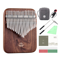 Hluru Professional 21 Key Board Kalimba black Walnut 17 Key Thumb Piano Finger Piano with Case Mbira