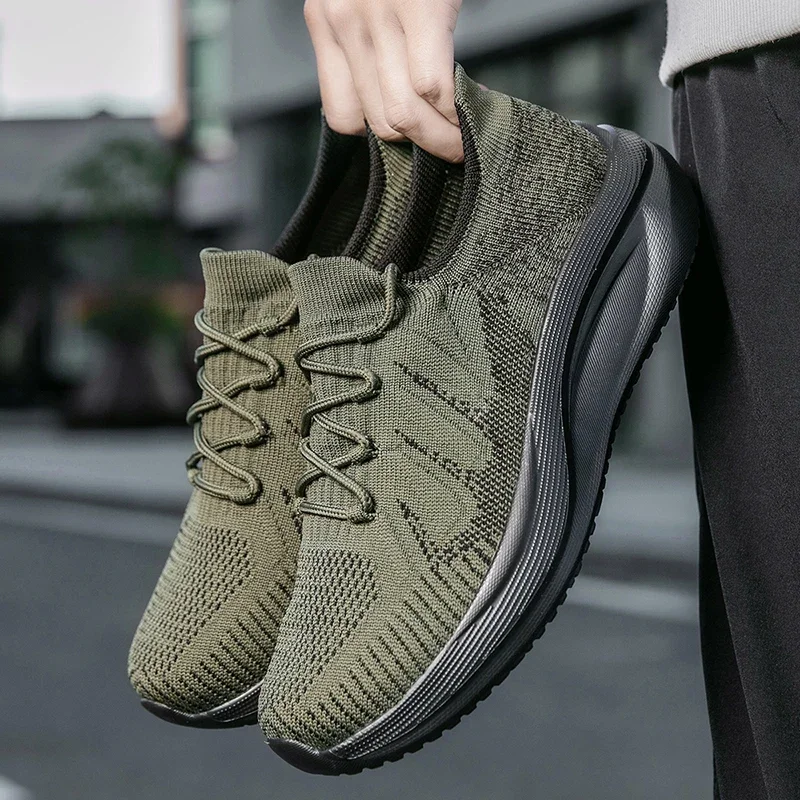 

Plus Size Men's Running Shoes Trendy Comfortable Lightweight Men's Footwear New Fashion Breathable Knitted Sport Casual Shoes