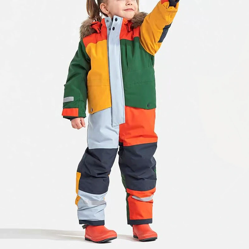 Children Ski Jumpsuit Ski Suit Boys Girls Autumn Winter Windproof Warm Outdoor Fleece Jacket Pants Kids Skiing Kids Snowsuit Sui