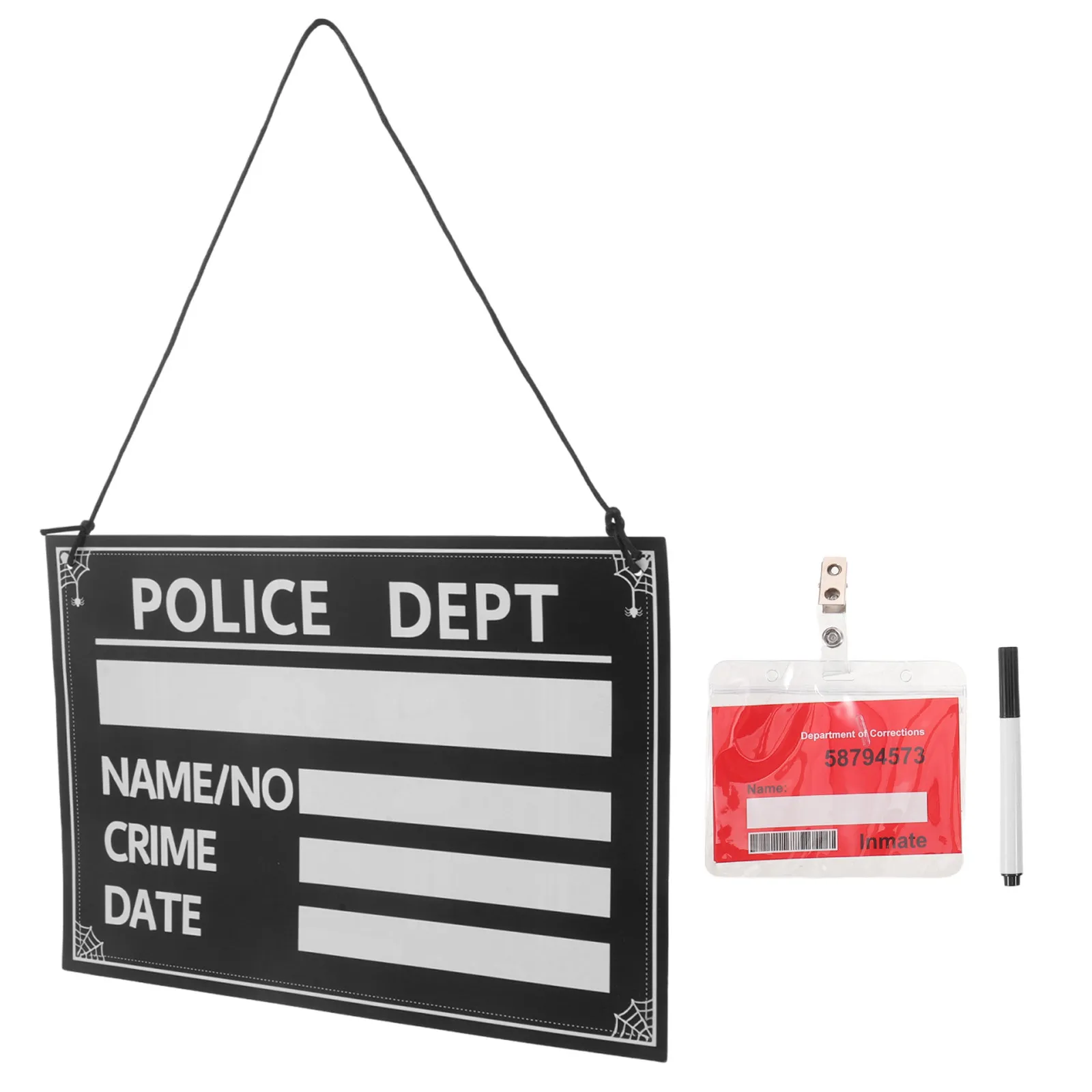1Set Halloween Prison Theme Prop Hyperrealistic Prisoner Nameplates Erasable Mugshot Board Photo Booth Jail Party Decorations