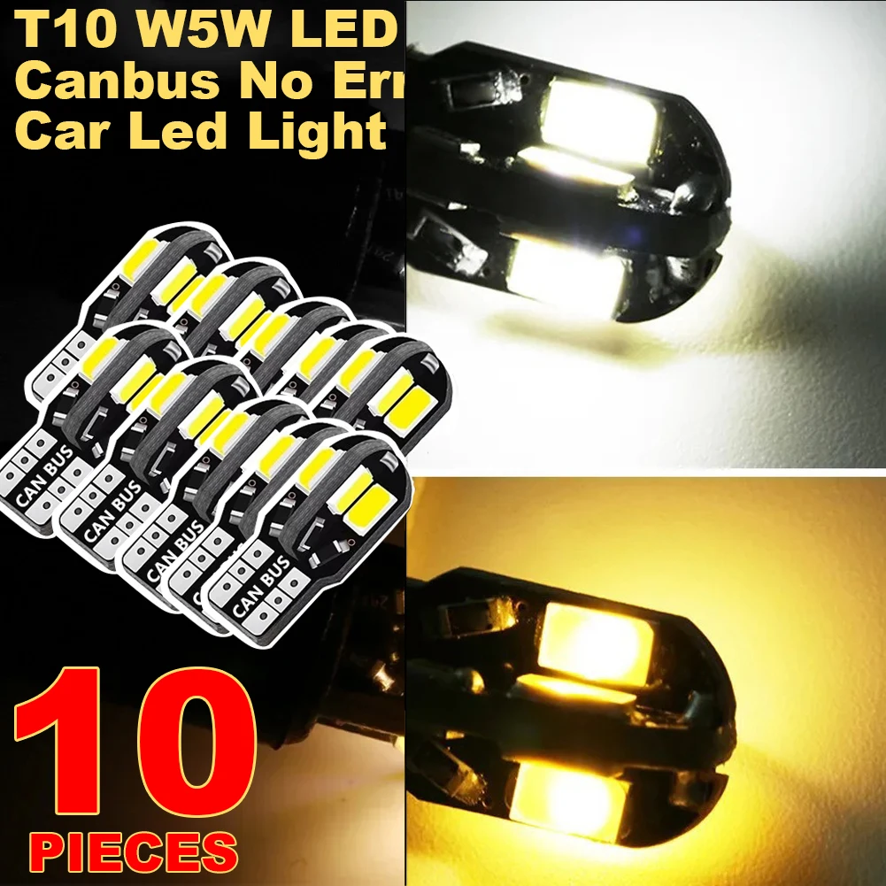 T10 Car Led Light Bulb W5W LED Canbus No Error Super Bright Car Interior Light SMD Auto Bulb White Amber Red Reading Dome Lamp