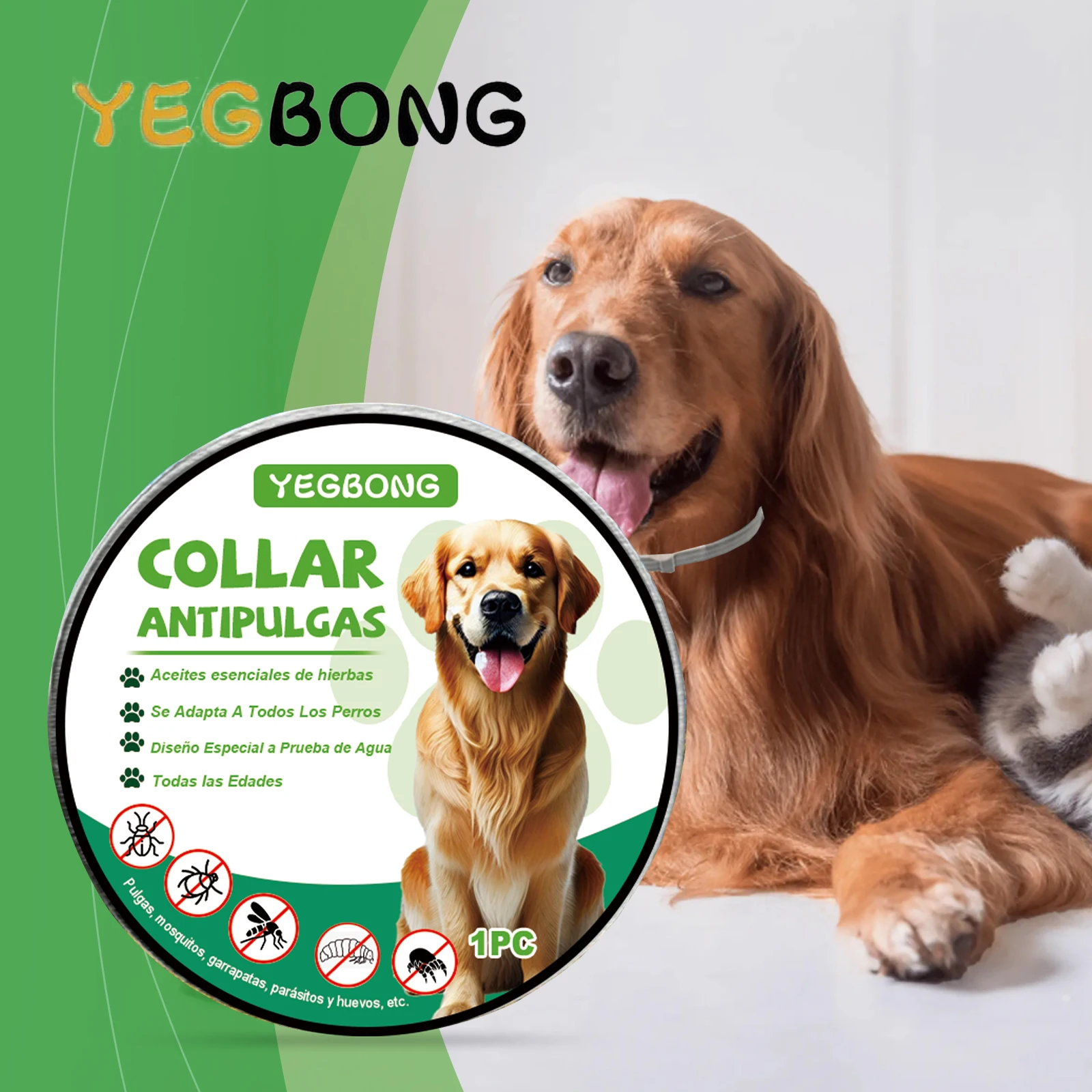 YEGBONG الحيوانات الأليفة البرغوث والقراد طوق طويلة الأمد مقاوم للماء طارد للكلاب القطط يمنع البراغيث القراد القمل البيض حجم قابل للتعديل