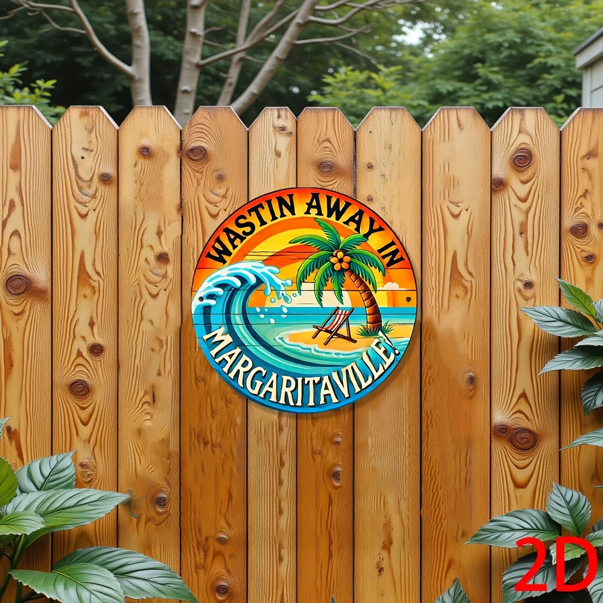 2D Flat Retro Metal Sign - Margaritaville Wasting Time Phrase Decorative Tin Plaque, Aluminum Wall Art for Home, Restaurant, Bar