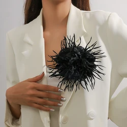 17CM Vintage Gothic Fabric Flower Brooch For Women Ladies French Style Exaggerated Pin Brooches Party Clothing Jewelry Accessory