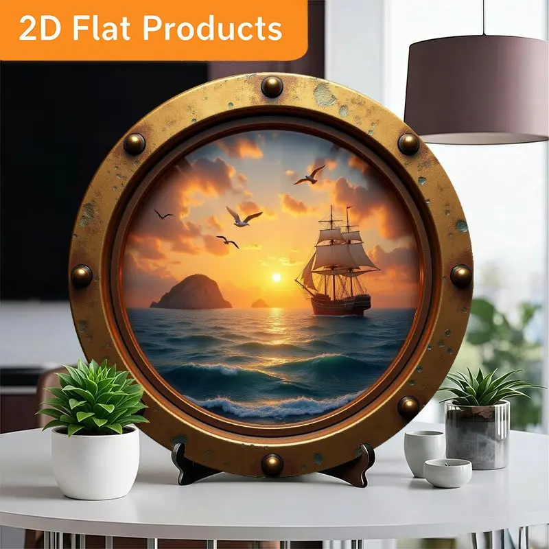 2D Flat, Vintage Nautical Ship Sea Metal Wall Sign - 11.81