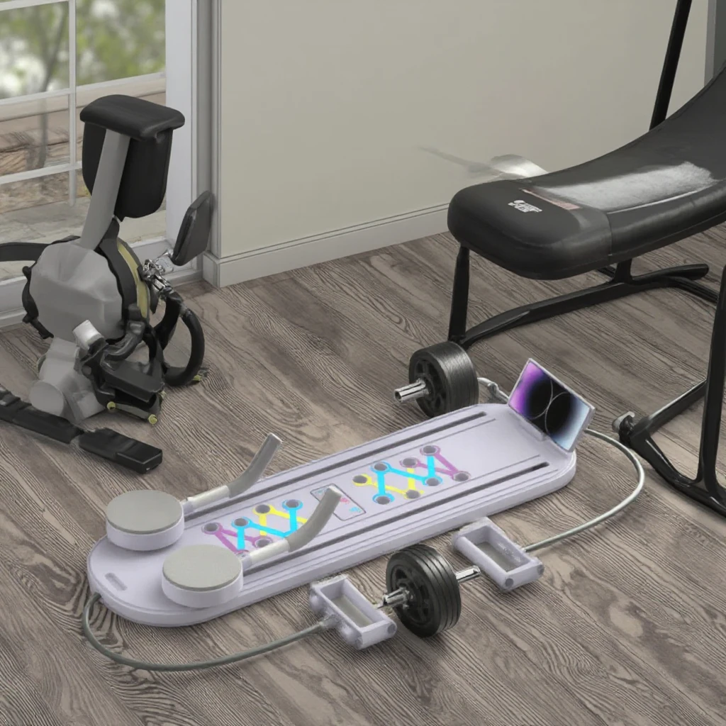 لوح تمرين PP TPE قابل للطي لتدريب القوة المنزلية في الجزء العلوي من الجسم لرفع عجلة البطن مجموعة بيلاتيس المصلح لأسطوانة Ab