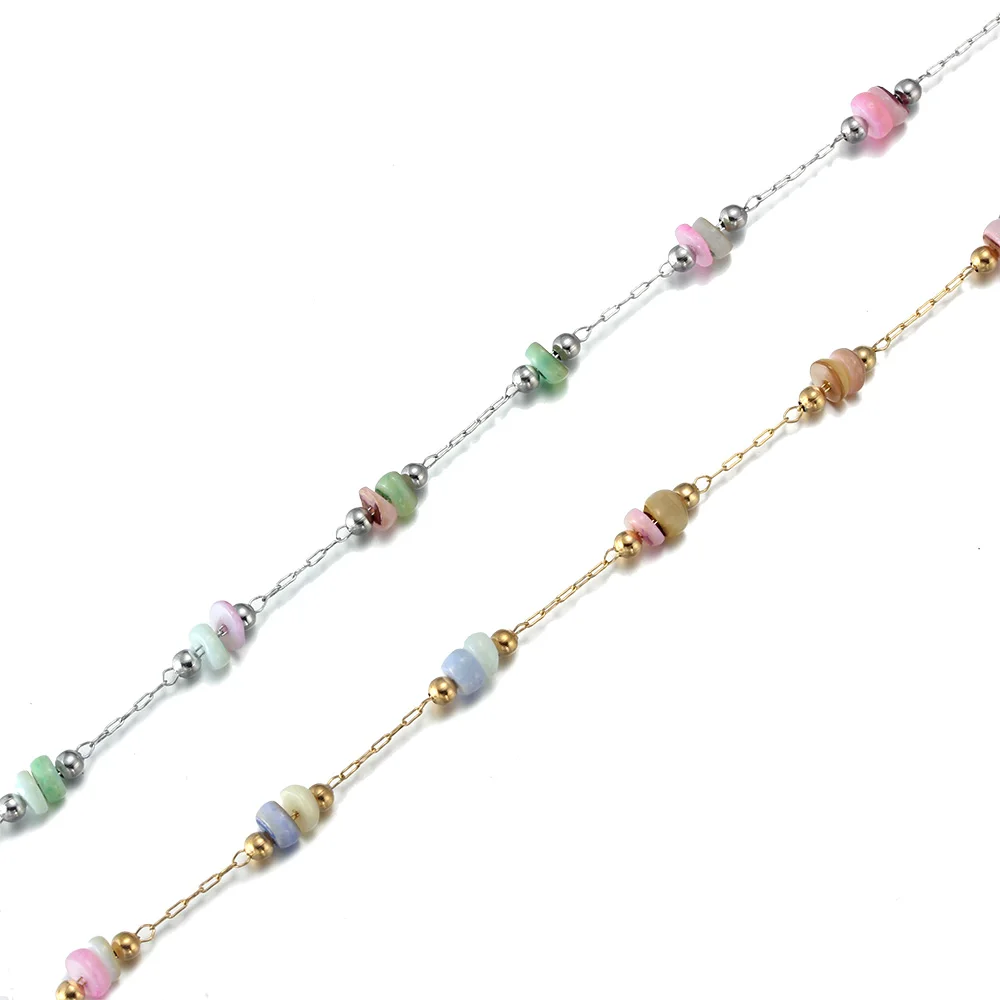 

1-2 Meter/Lot Stainless Steel Natural Shell Bead Gold Plated Chain For Jewelry Making Supplies Necklace Bracelet DIY Accessories