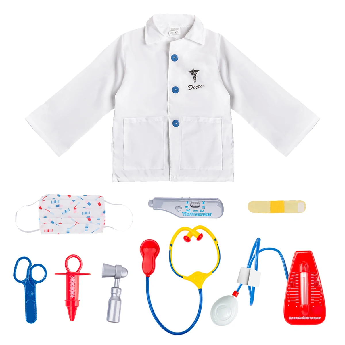 مجموعة لعب الأدوار في طبيب الأطفال، معطف أبيض، أدوات طبية، مجموعة كاملة من اللعب المنزلي، ألعاب تجربة احترافية