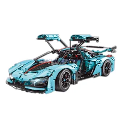 1:8 Blue Building Blocks Car Hong Qi S9 Super Sport Racing T5011 Vehicle Model Bricks MOC Set Speed Toy Boys Kids Gifts