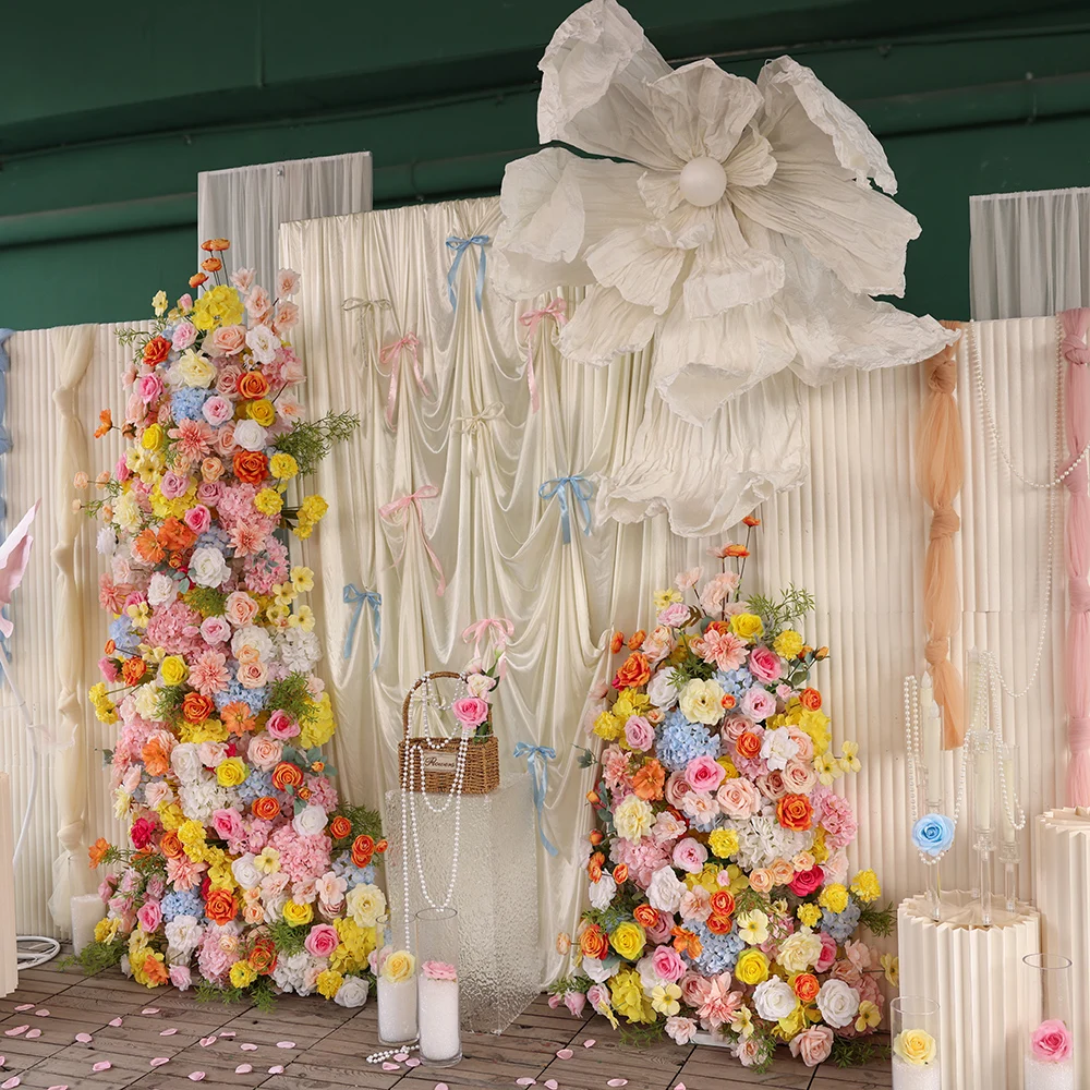

Colors Artificial Flowers Arrangement Fleurs Artificielles Mariage Birthday Decoration KT Board Florals Backdrop Decor HY2658