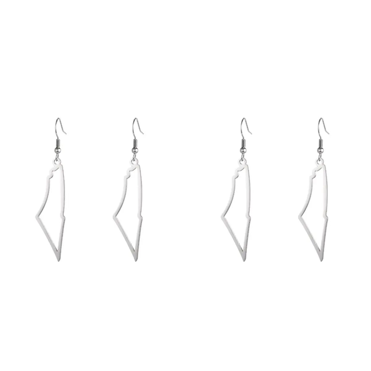 A55T 4X A Silver Color Palestine Map Dangle Earrings Women Country Geography Map Pendent Earring Stainless Jewelry - view 2