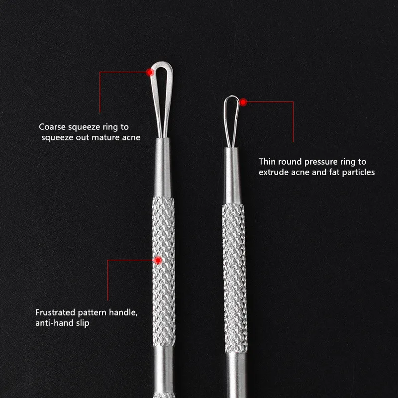 Fashoin – trou d'aiguille à Double tête en acier inoxydable, outil de soins de la peau pour éliminer les points noirs et l'acné