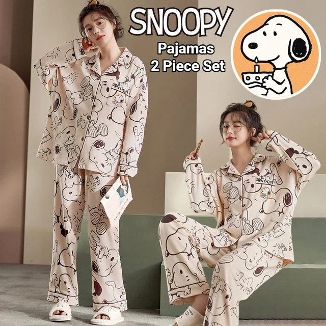 Snoopy Cartoon Pajamas Women Pyjamas Set Sleepwear Pijama Pajamas Suit Female Sleep 2 Piece Set Women s Loungewear Homewear Gift AliExpress