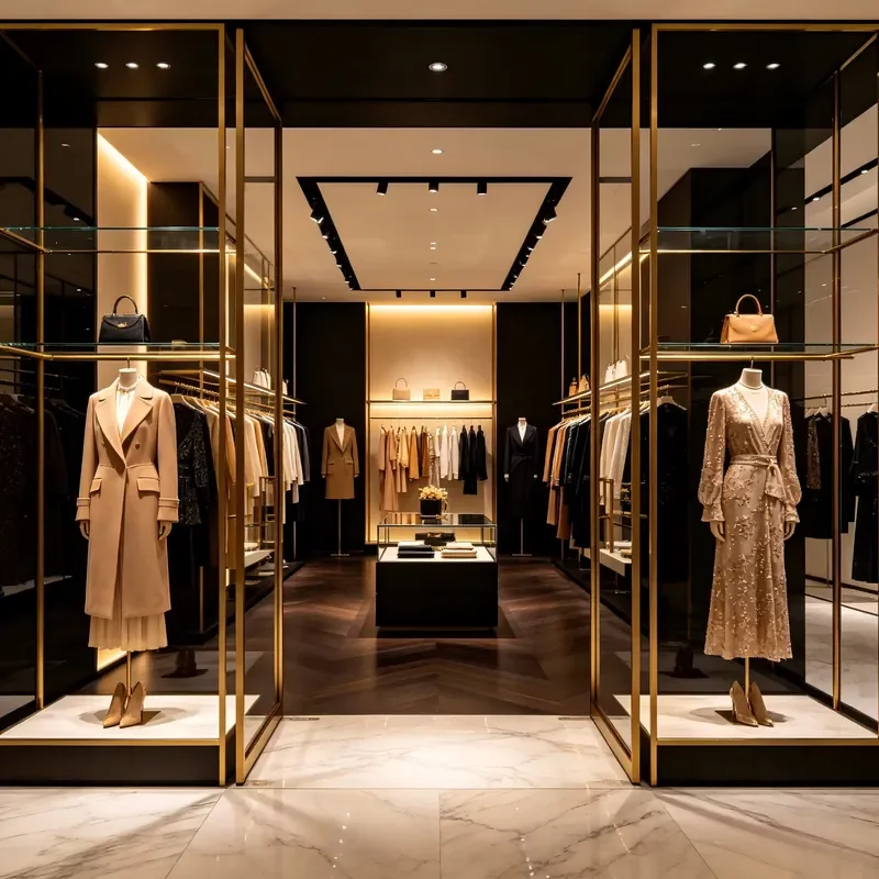 Floor Ceiling Brass Clothing Rack for Boutique Store Garment Display