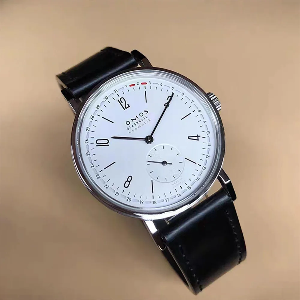 Męski zegarek automatyczny mechaniczny 38 mm, kompatybilny z mechanizmem Seagull ST1731, z kalendarzem, wodoodporny i z przezroczystym deklem. — 2