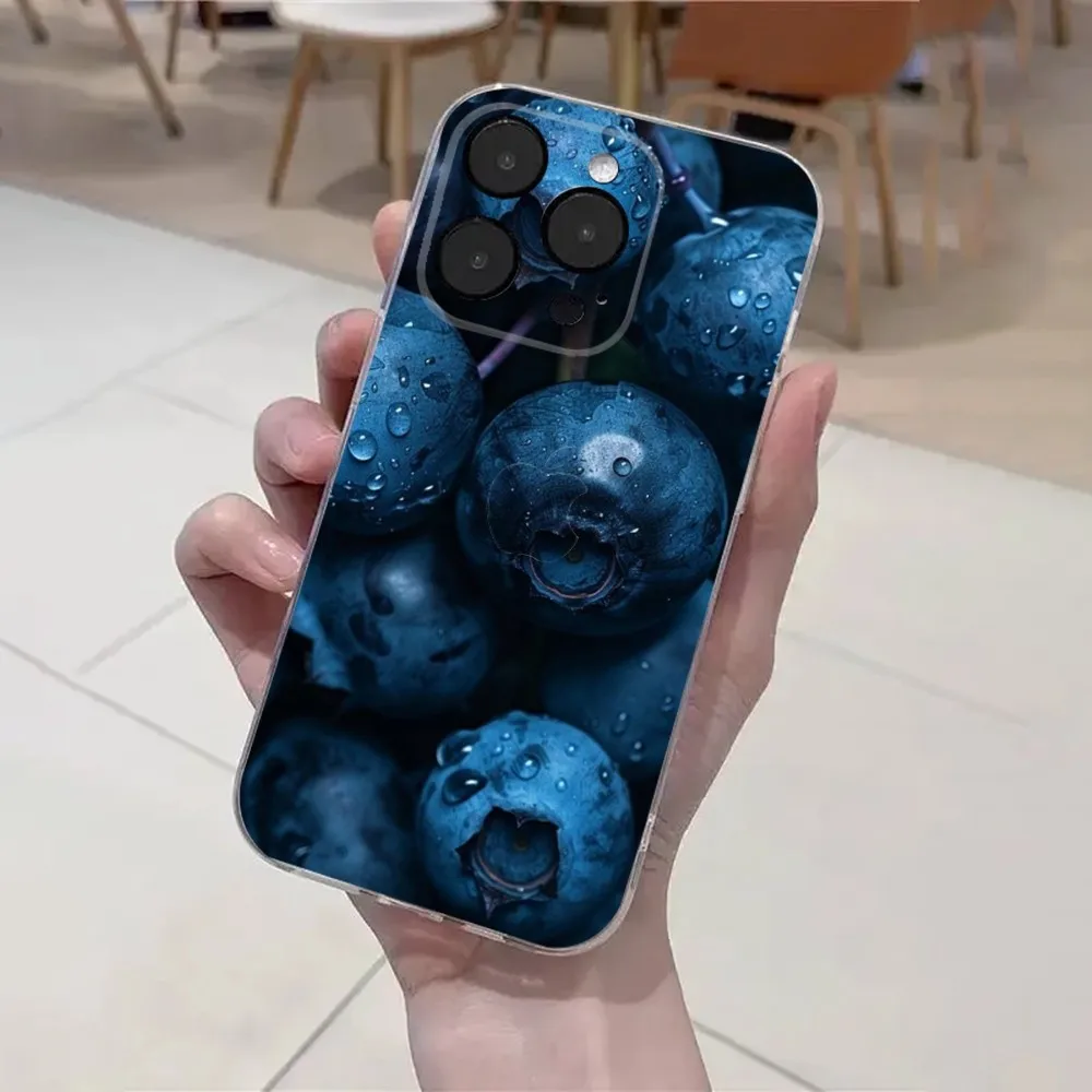 Blueberries Fruit Phone Case For iPhone 15,14,13,12,11 Plus,Pro,Max,XR,XS,X,7,8 Plus,SE,Mini Transparent Soft Cover